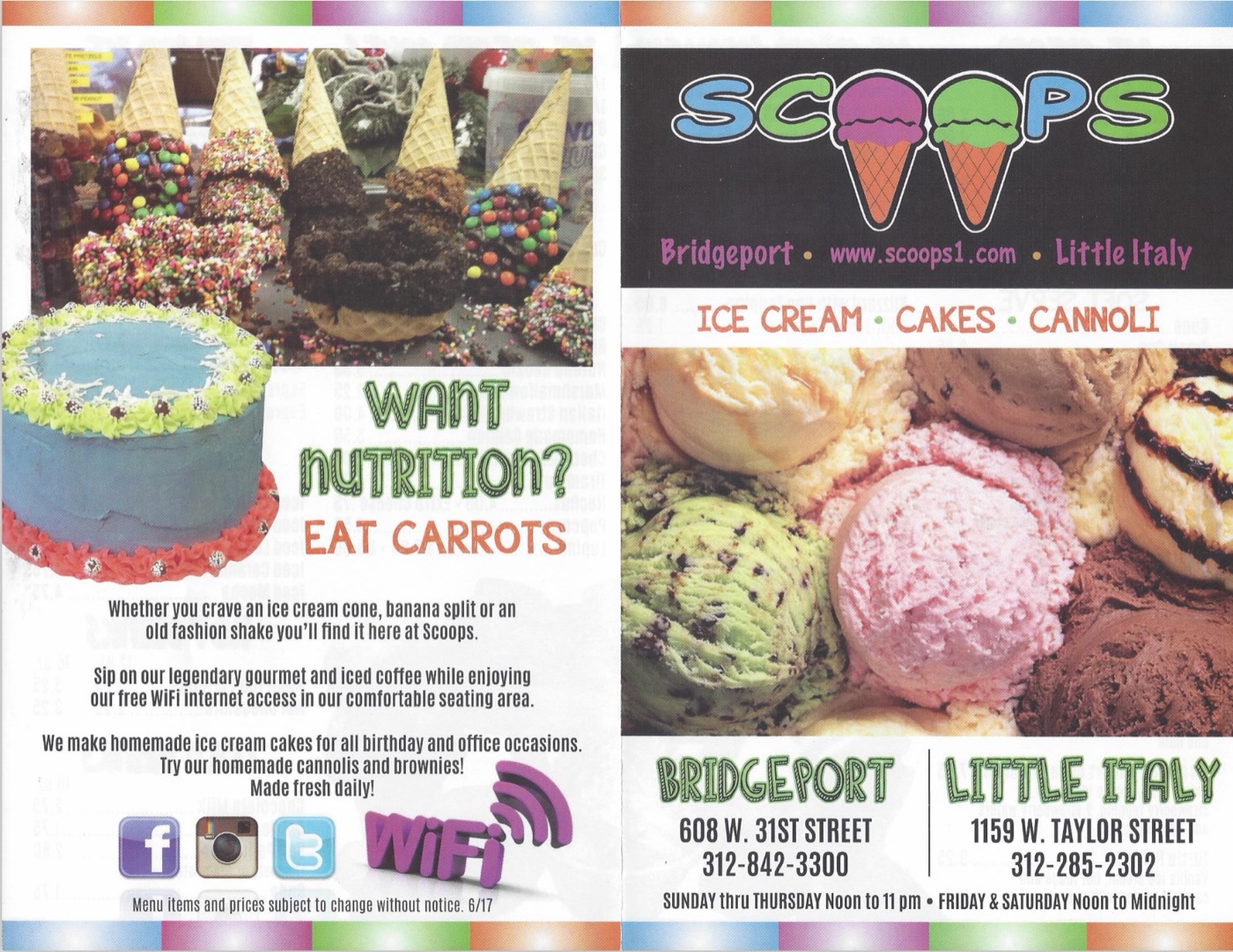 The Original Scoops full menu